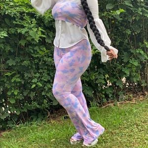 tie dye Bandeau and Flare festival co-ord set